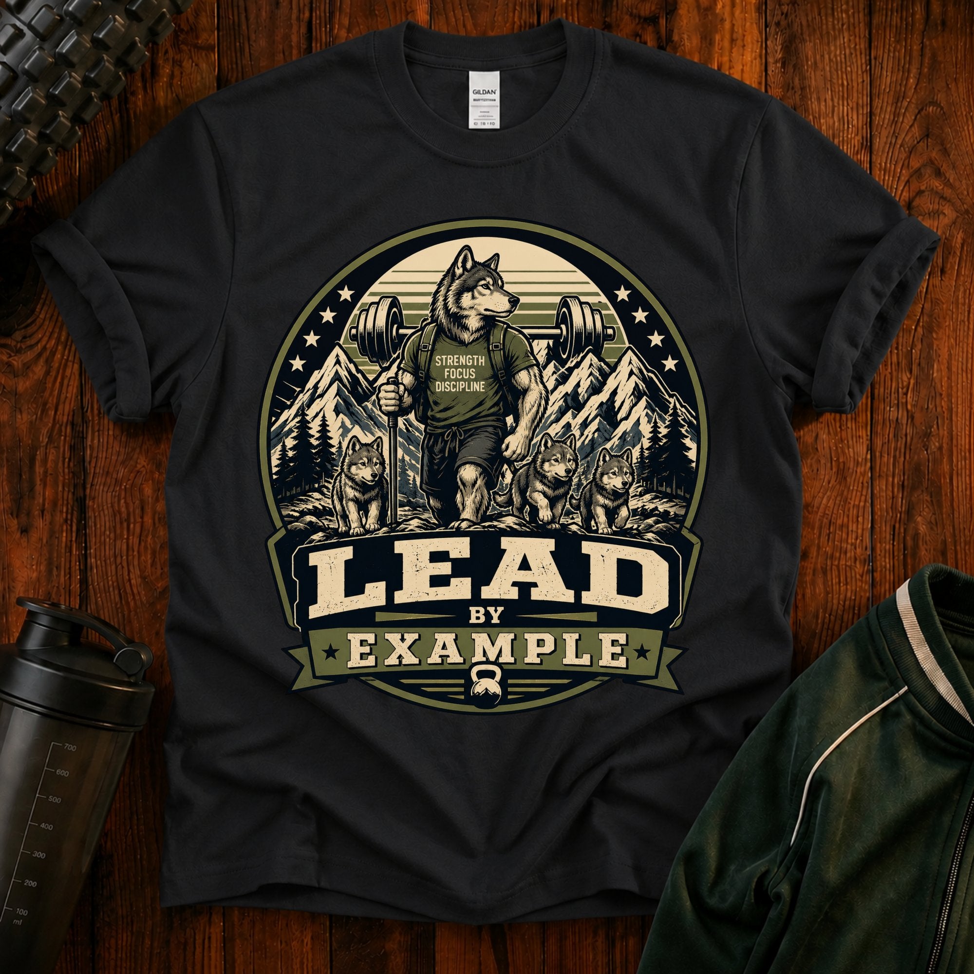Lead by Example Wolf T-Shirt — Inspirational Strength Graphic Tee