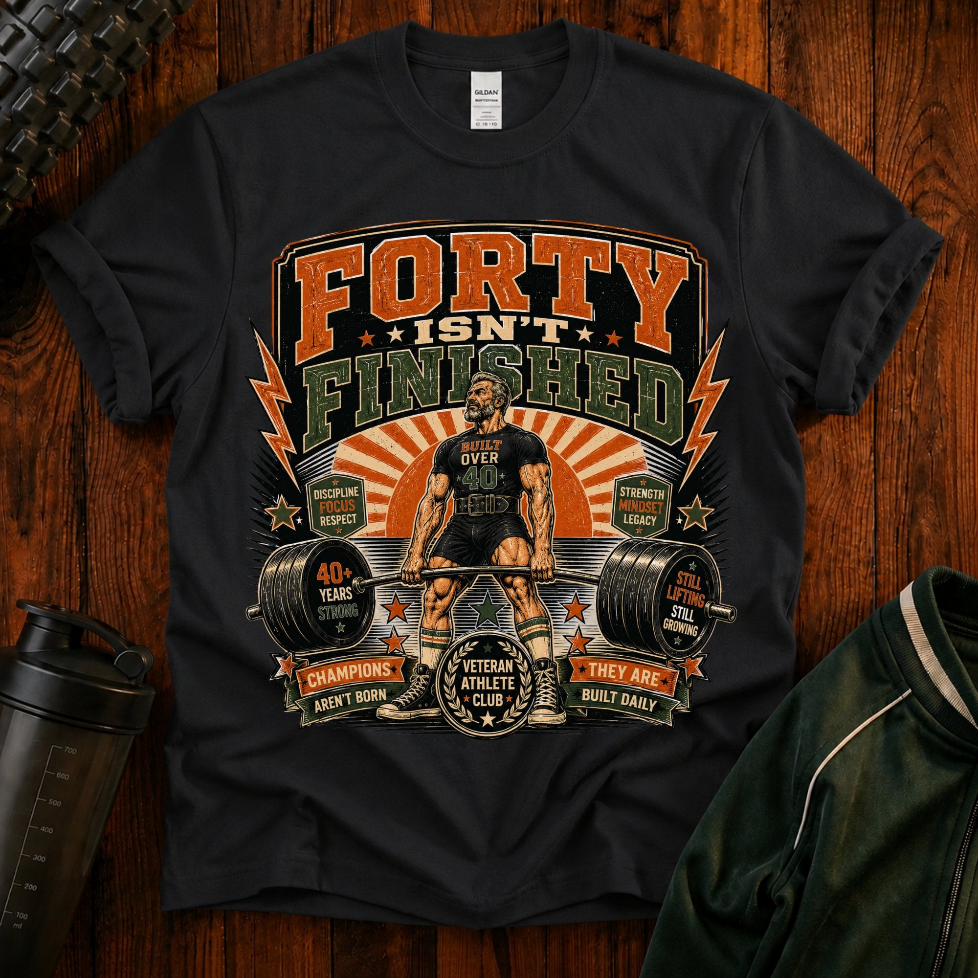 40 Isn't Finished T-Shirt — Retro Vintage 40th Birthday Tee