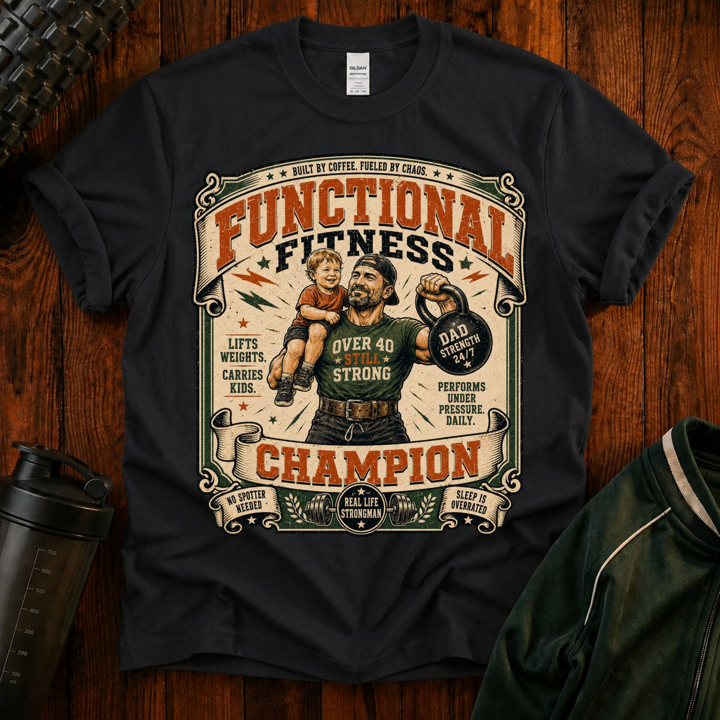 Functional Fitness T-Shirt — "Functional Fitness Champion: Over 40" Vintage Gym Tee