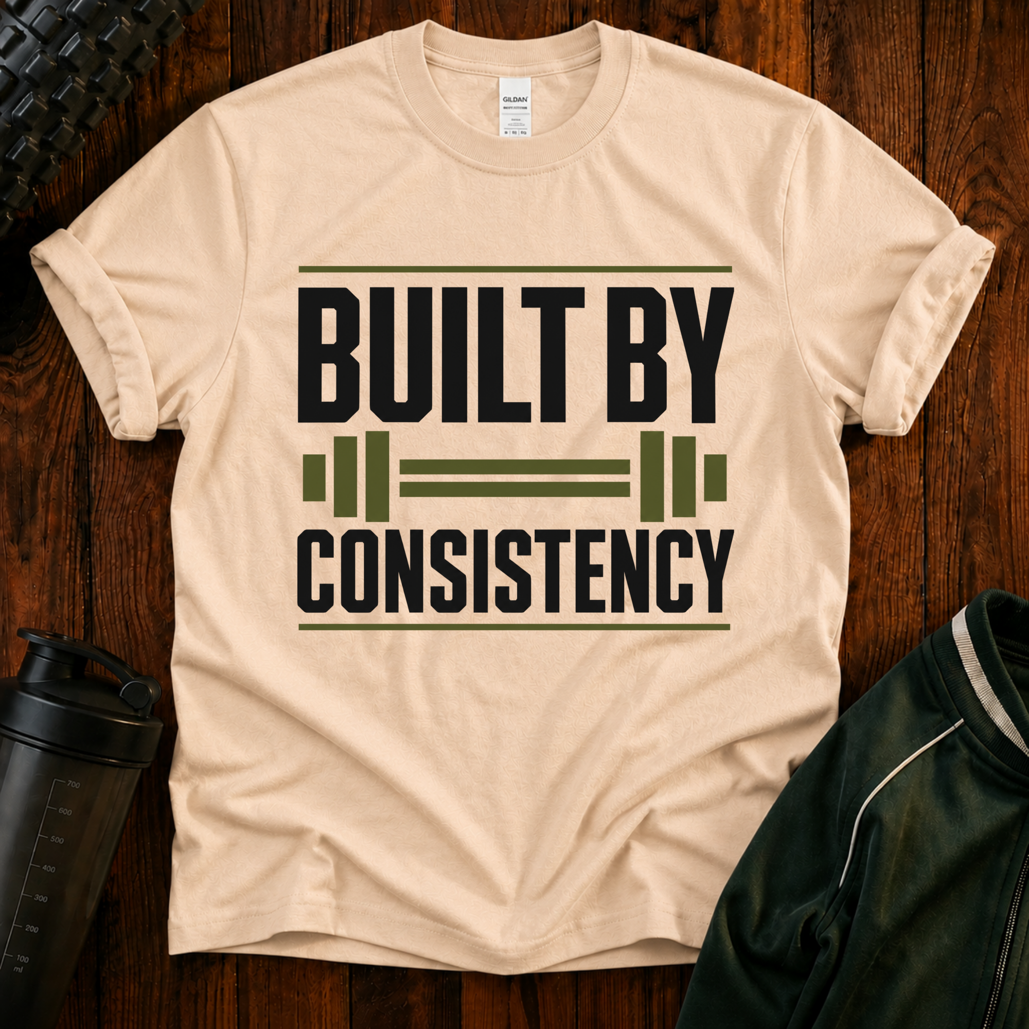 Built by Consistency Fit After 40 graphic fitness shirt for active adults over 40.