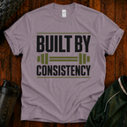Built by Consistency Fit After 40 graphic fitness shirt for active adults over 40.