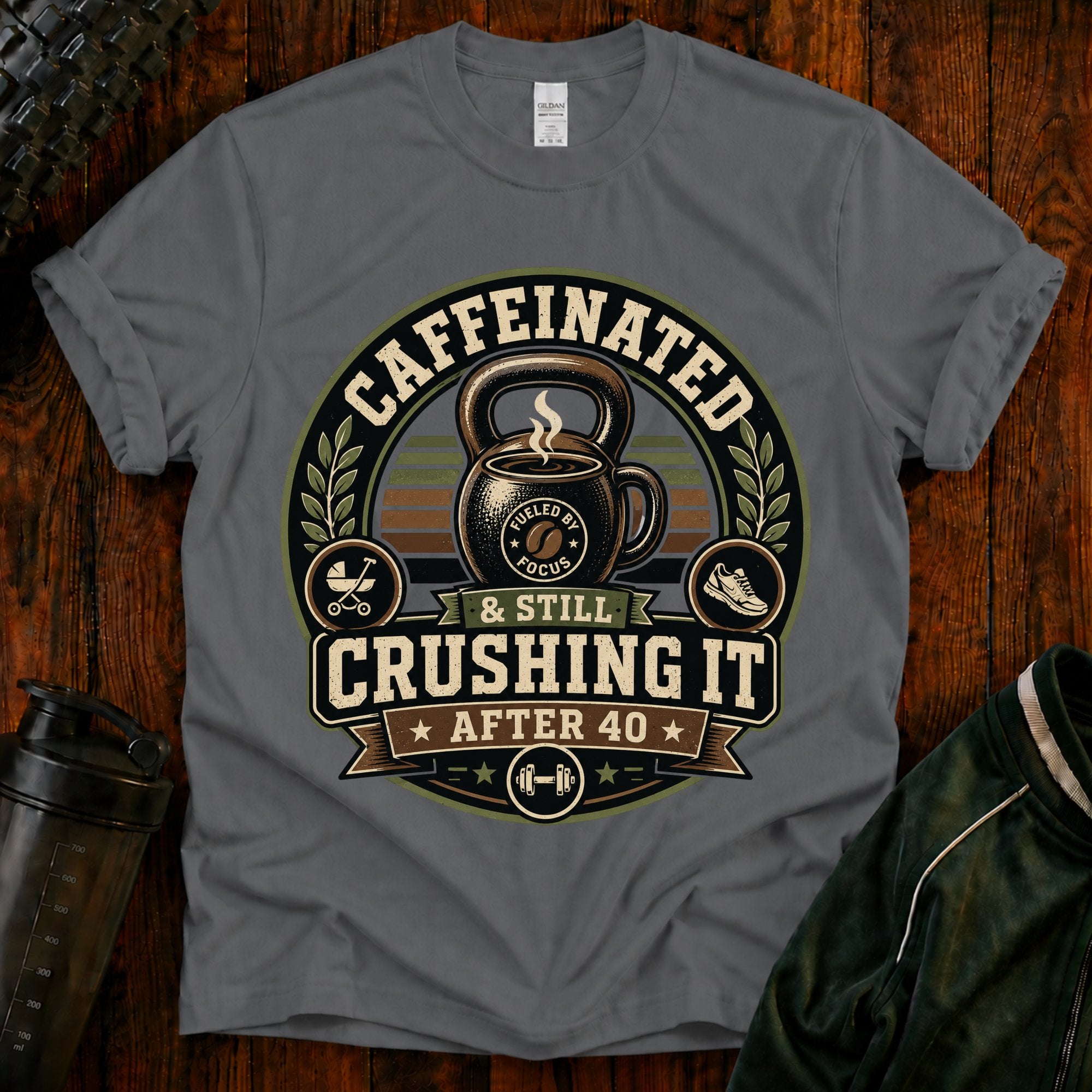 Caffeinated & Still Crushing It After 40 T-Shirt