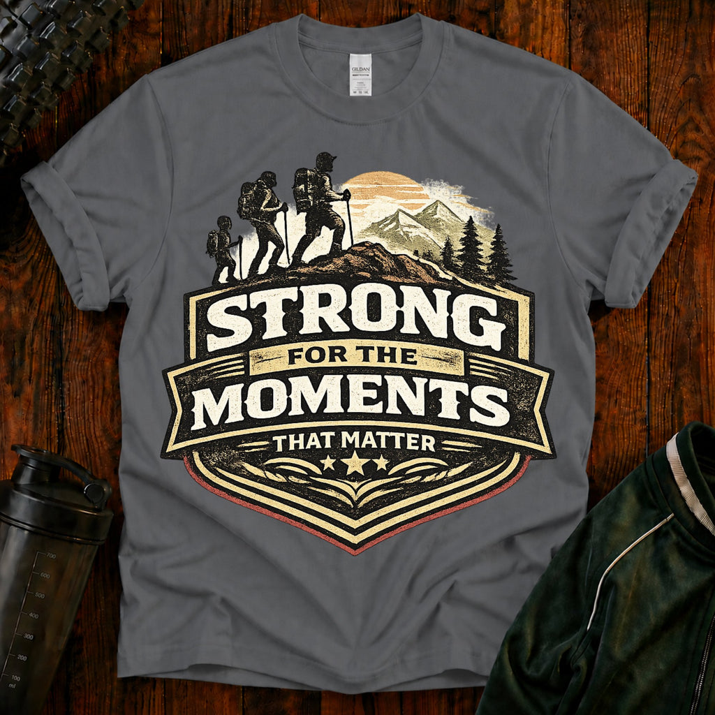 Hiking T-Shirt — "Strong for the Moments That Matter" Outdoor Adventure Tee