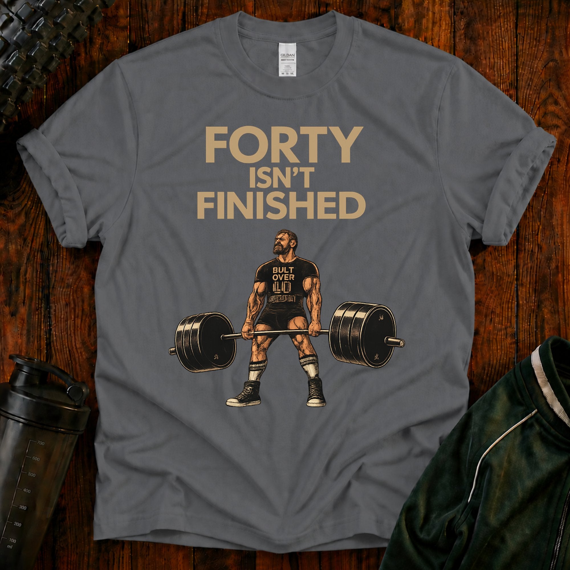 40 Isn't Finished T-Shirt — Motivational Fitness Tee