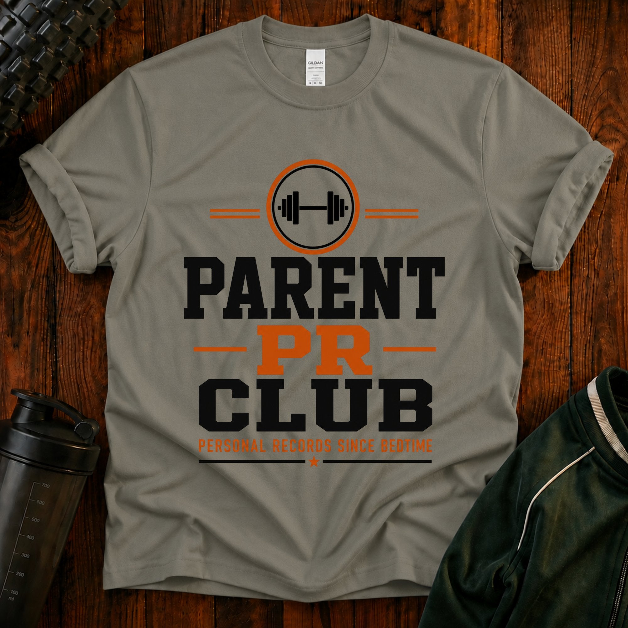Parent PR Club T-Shirt — Fitness Parent Tee with Barbell Graphic