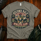 Second Half Athletic Club T-Shirt — Vintage Fitness Graphic Tee for Active Adults