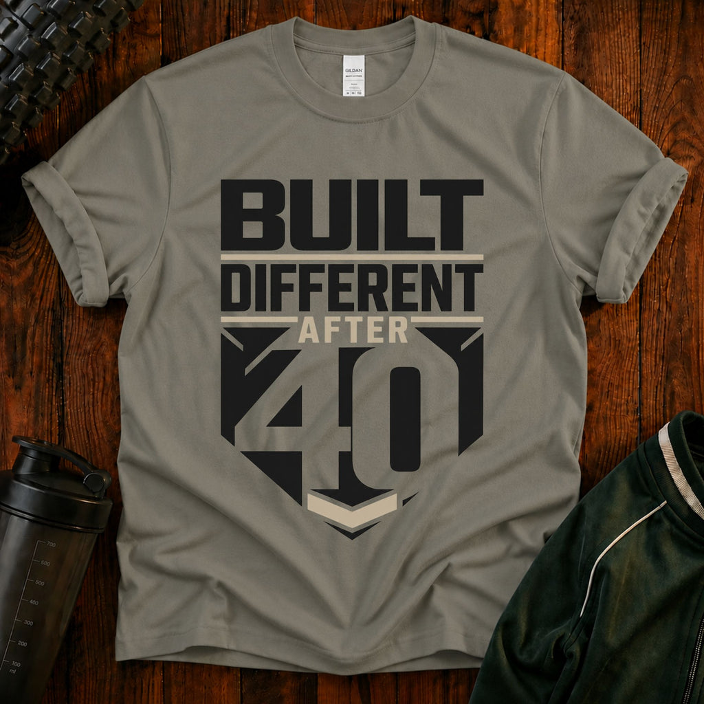 Built Different After 40 T-Shirt — Funny 40th Birthday Tee for Men & Women