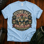 Second Half Athletic Club T-Shirt — Vintage Fitness Graphic Tee for Active Adults