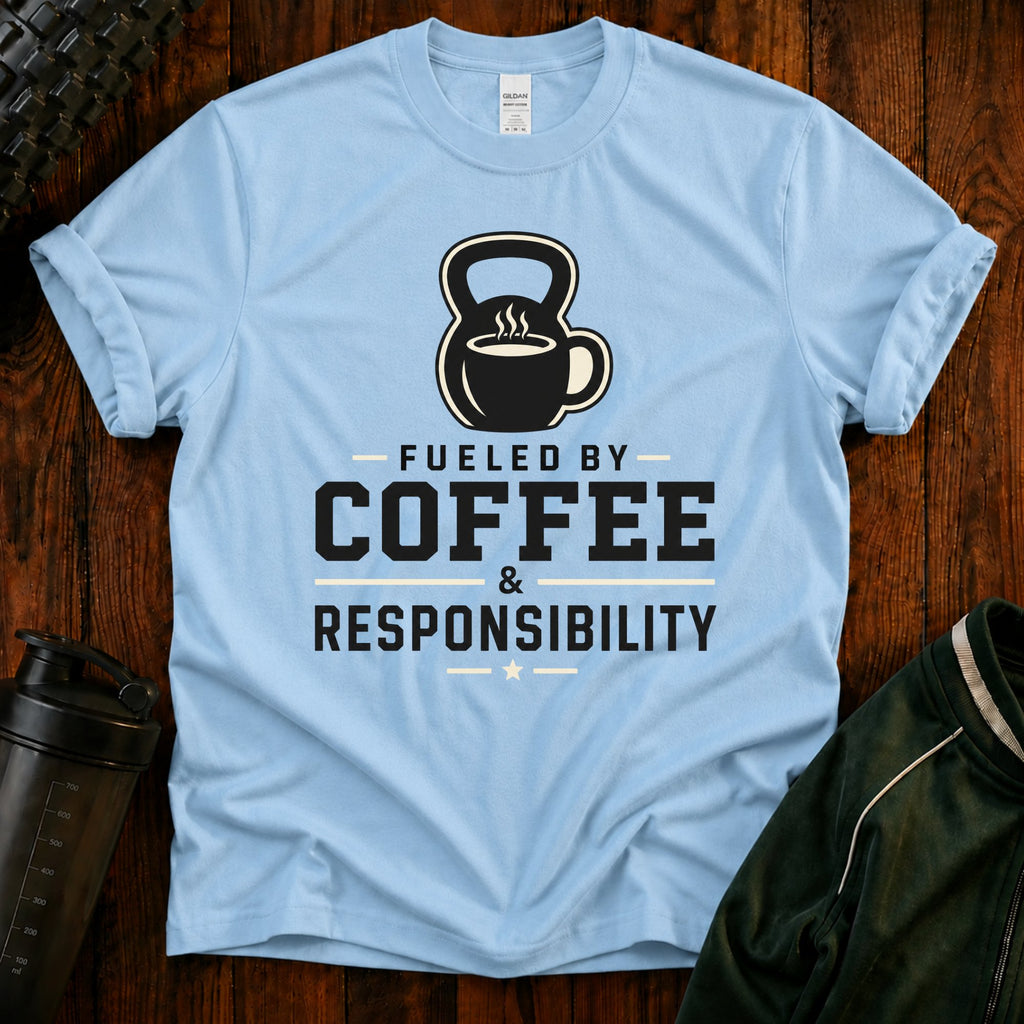 Coffee & Responsibility T-Shirt — 'Fueled by Coffee & Responsibility' Gym