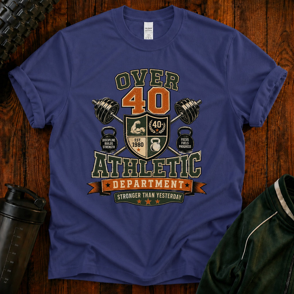 Over 40 Athletic T-Shirt — Vintage 'Over 40' Fitness Tee