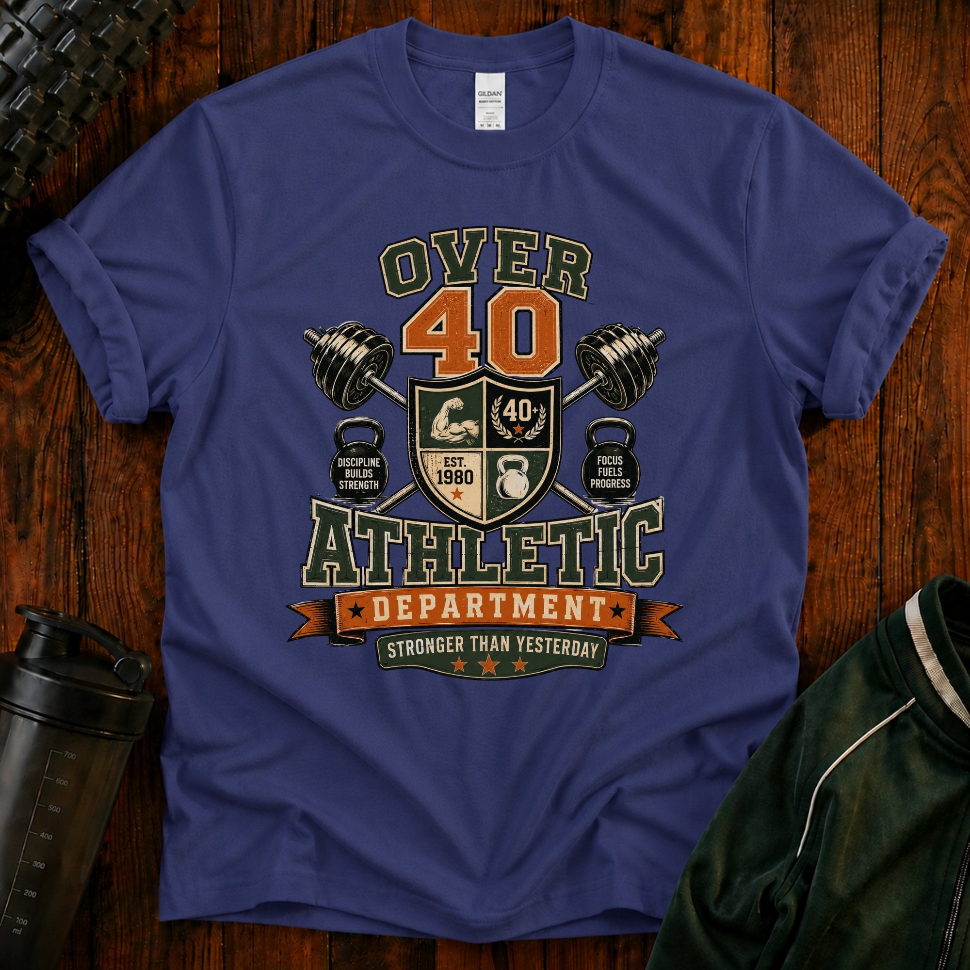 Over 40 Athletic T-Shirt — Vintage 'Over 40' Fitness Tee