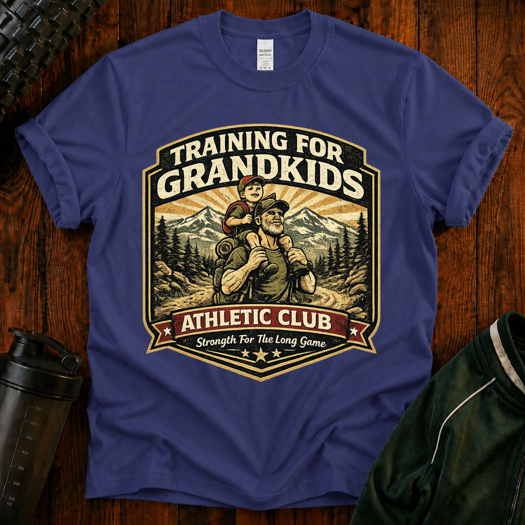 Training For Grandkids T-Shirt — Grandpa Fitness Retro Design