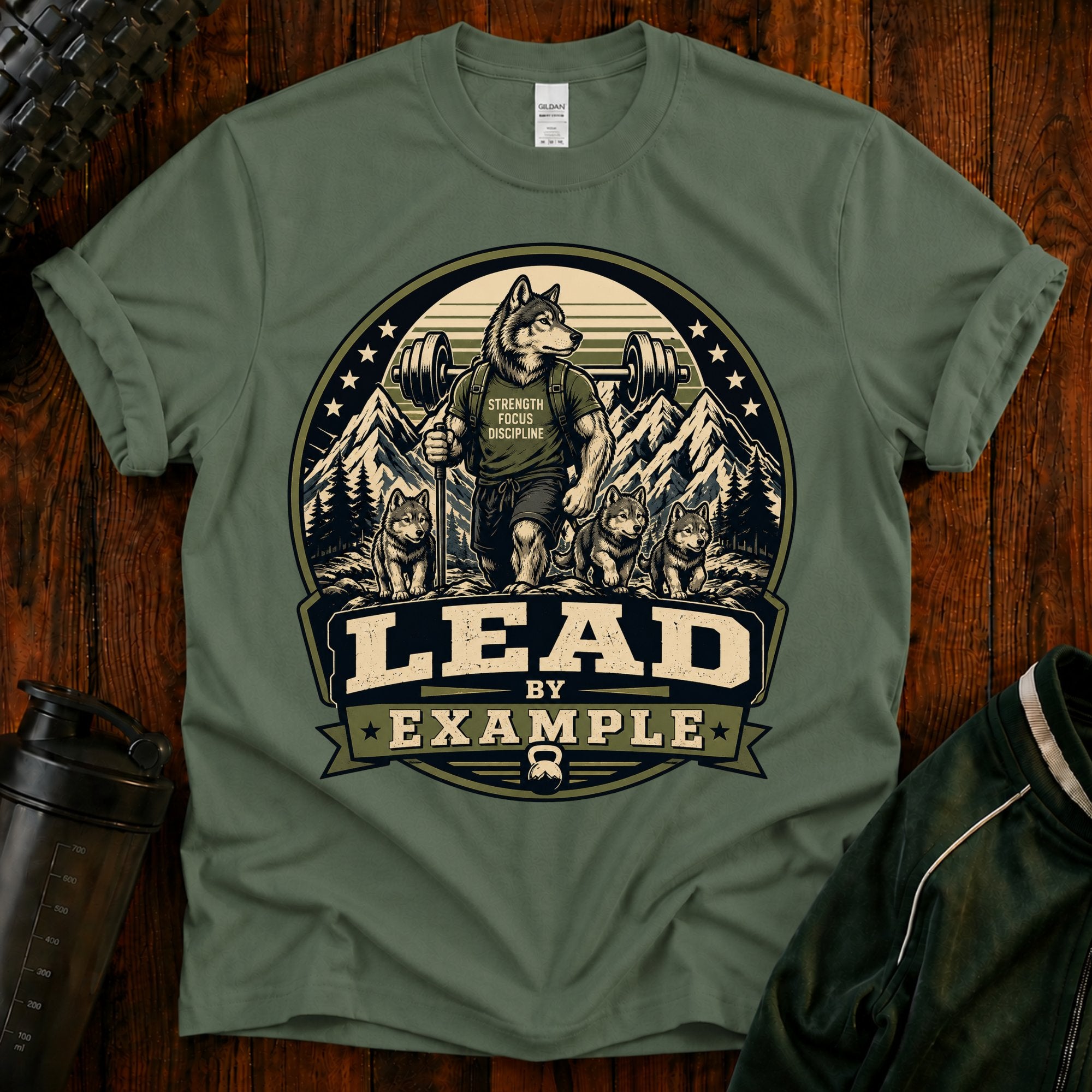 Lead by Example Wolf T-Shirt — Inspirational Strength Graphic Tee
