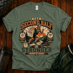The Second Half Is Stronger T-Shirt — Motivational Basketball Retro Tee