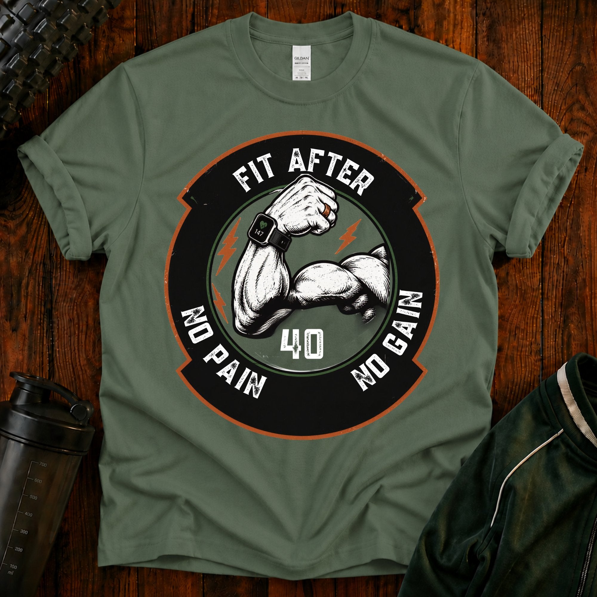 Fit After 40 T‑Shirt — "Fit After 40: No Pain No Gain" Fitness Tee