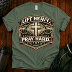 Lift Heavy Pray Hard T-Shirt — Christian Gym Faith Workout Tee