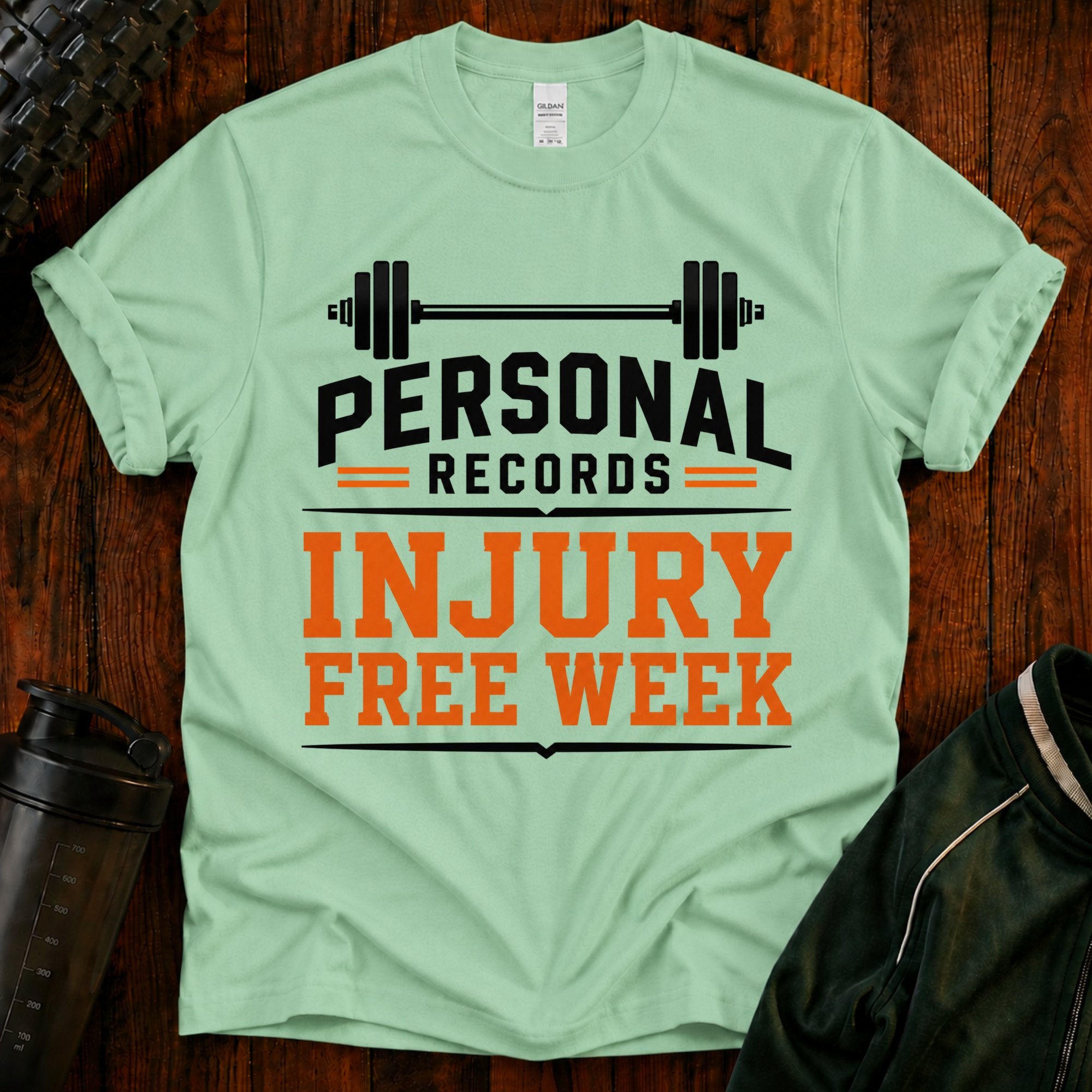 Personal Records T‑Shirt — 'Injury Free Week' Weightlifting Gym Tee