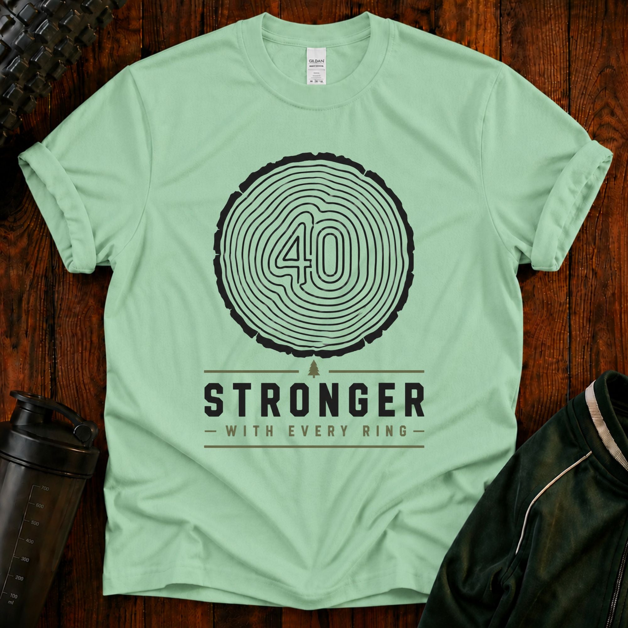 Stronger With Every Ring' Wood Grain Tee