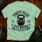 Forty Plus Fitness T-Shirt — Vintage Kettlebell 'Older? Yes. Slower? Never