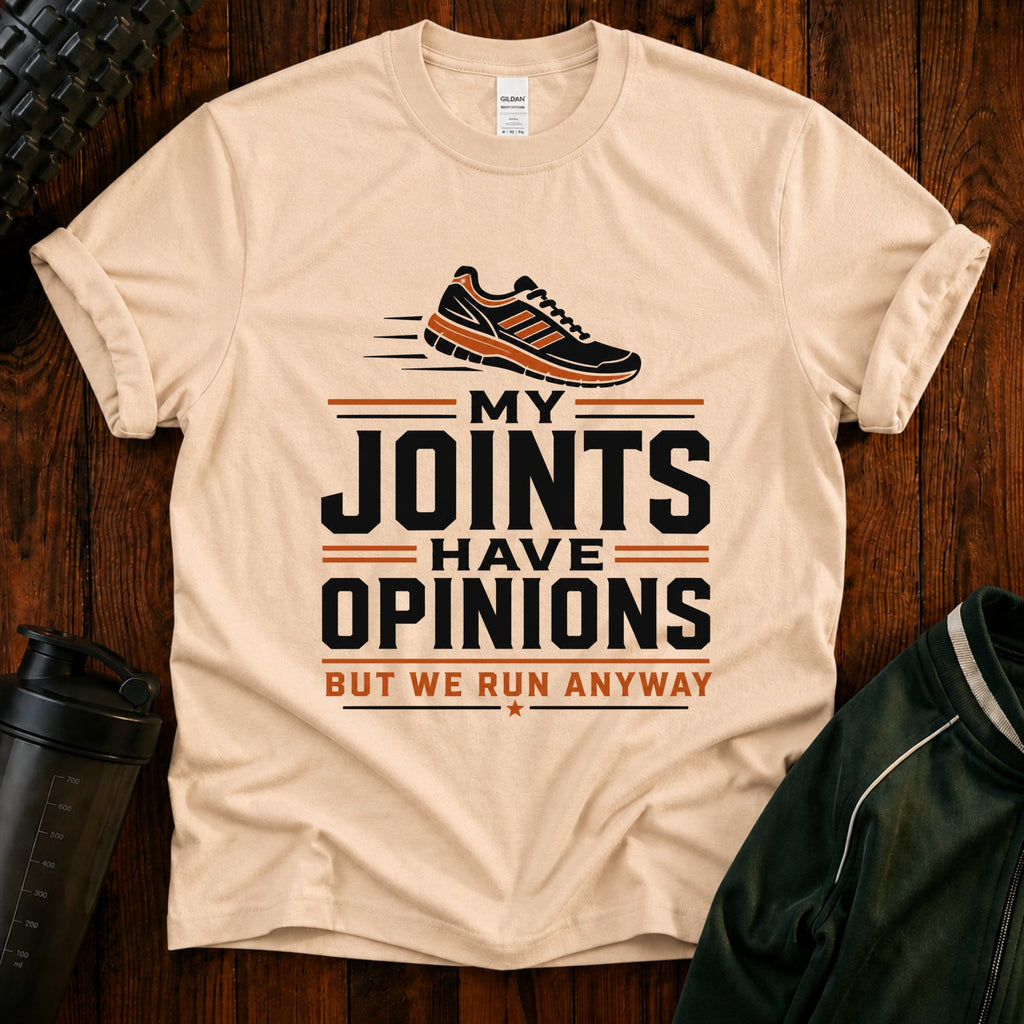 T-Shirt — “My Joints Have Opinions But We Run Anyway” Running Tee