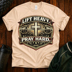 Lift Heavy Pray Hard T-Shirt — Christian Gym Faith Workout Tee