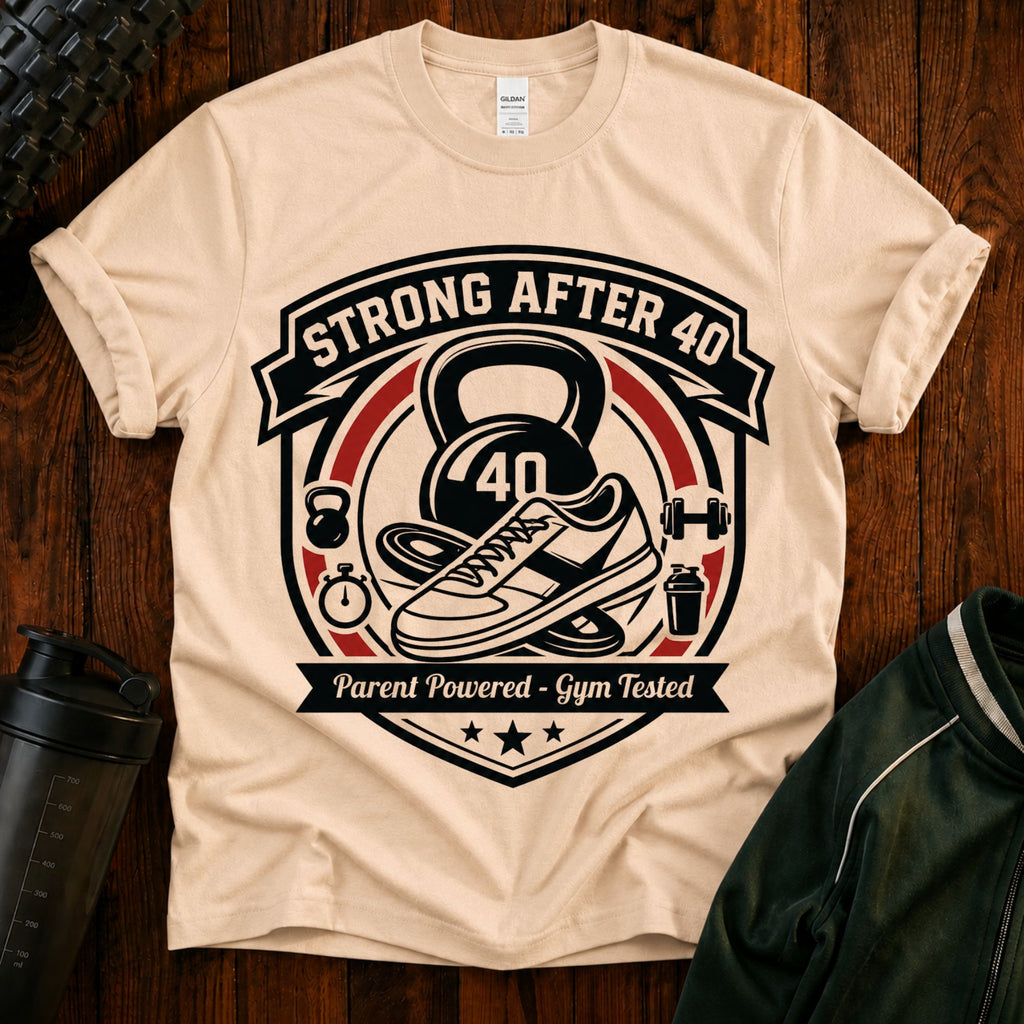 Strong After 40 T‑Shirt — Fitness Motivational 40th Birthday Tee