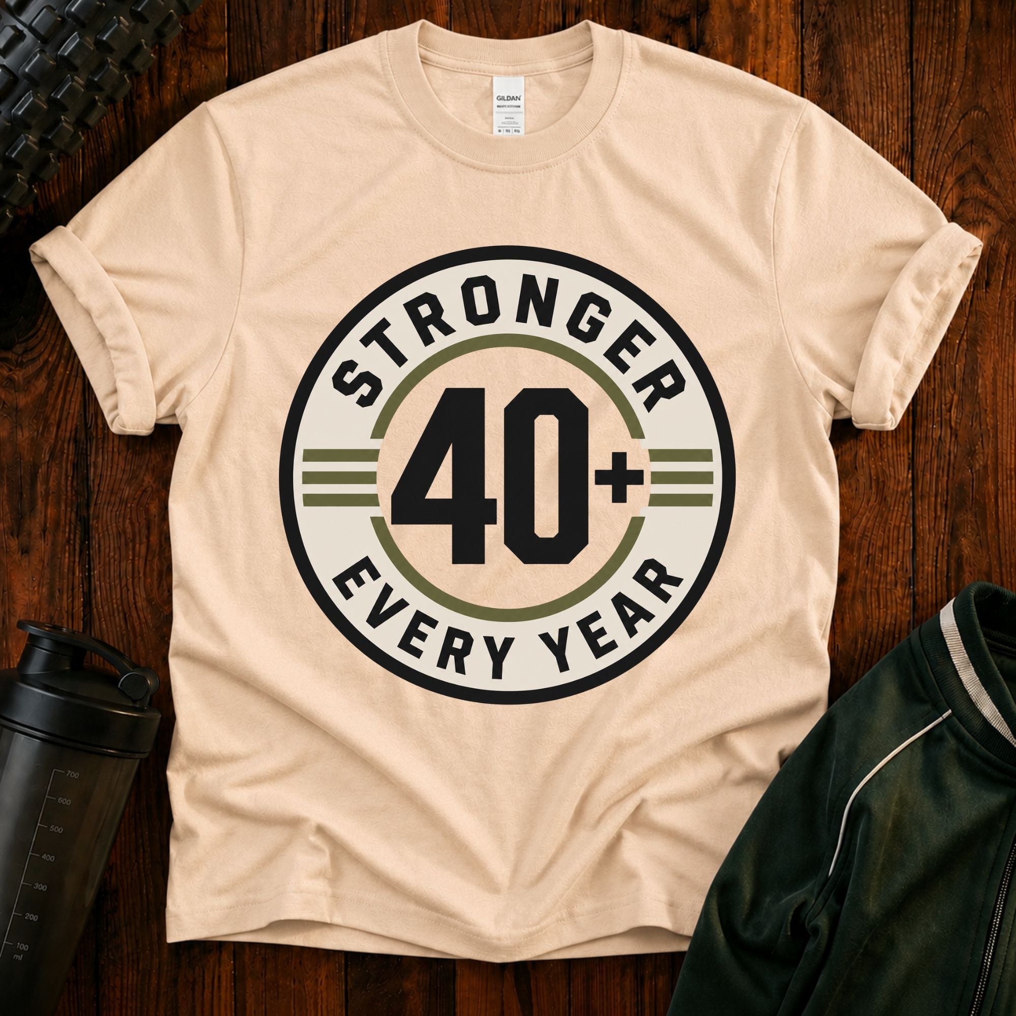 Fitness After 40 T-Shirt Natural Color — Workout Tee for Men Over 40