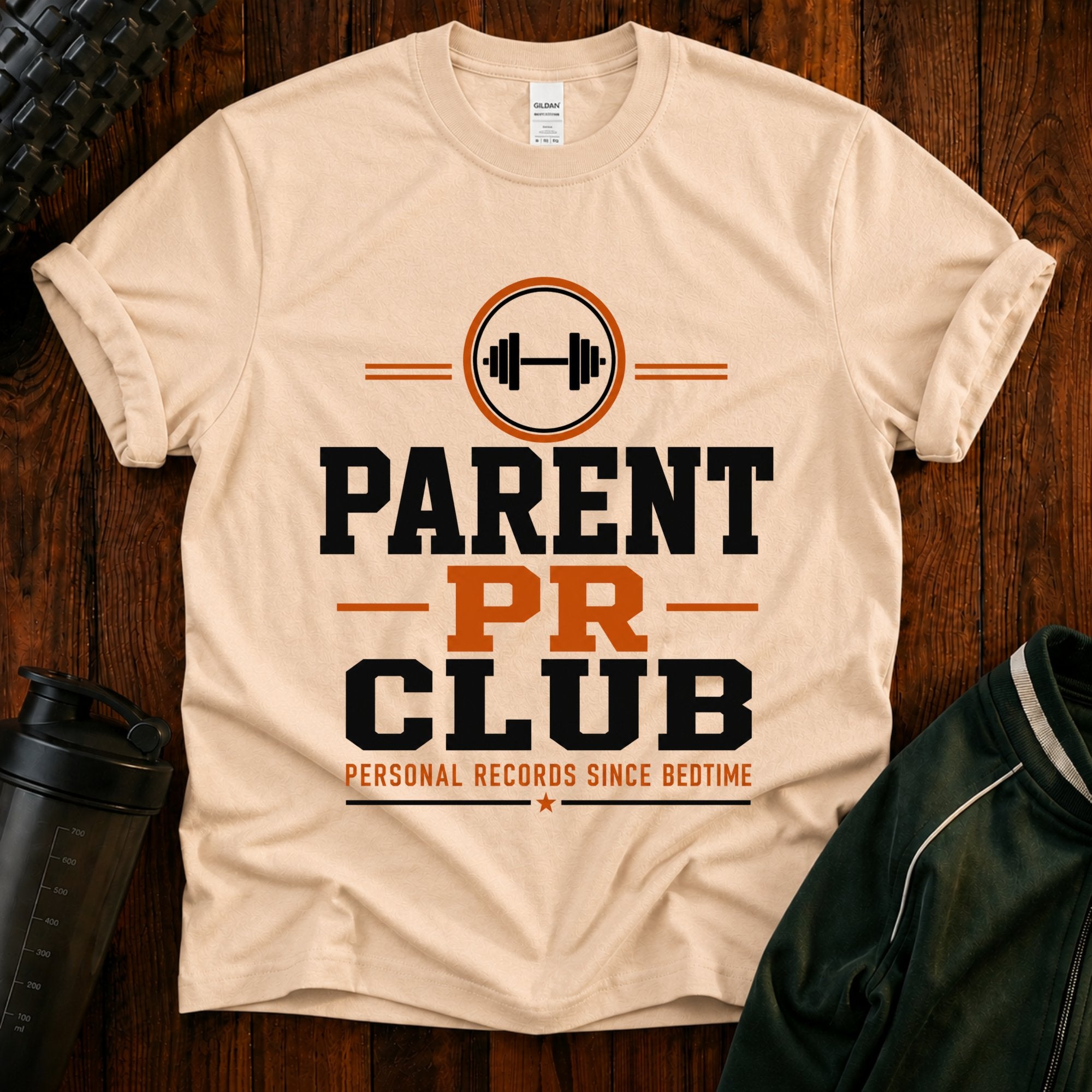 Parent PR Club T-Shirt — Fitness Parent Tee with Barbell Graphic