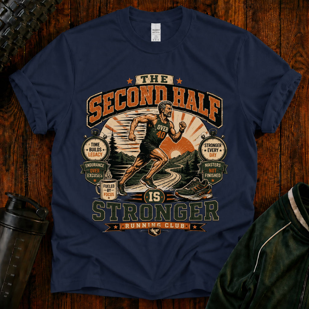 The Second Half Is Stronger T-Shirt — Motivational Basketball Retro Tee