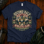 Second Half Athletic Club T-Shirt — Vintage Fitness Graphic Tee for Active Adults