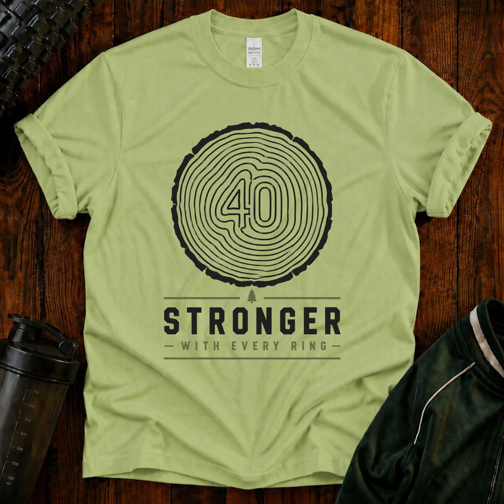 Stronger With Every Ring' Wood Grain Tee