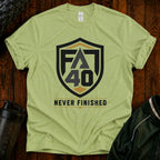 T-Shirt — FA40 Shield 'Never Finished' Athletic Tee
