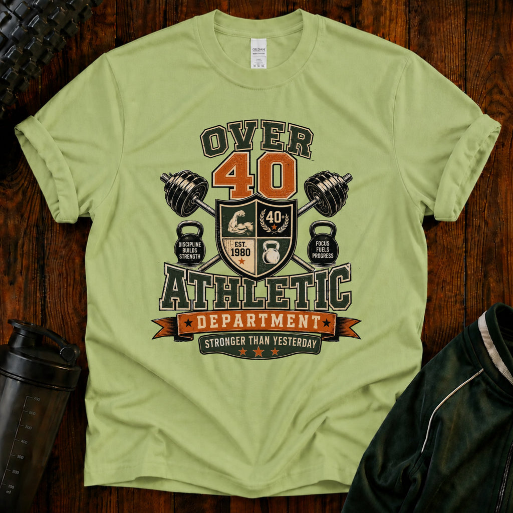 Over 40 Athletic T-Shirt — Vintage 'Over 40' Fitness Tee