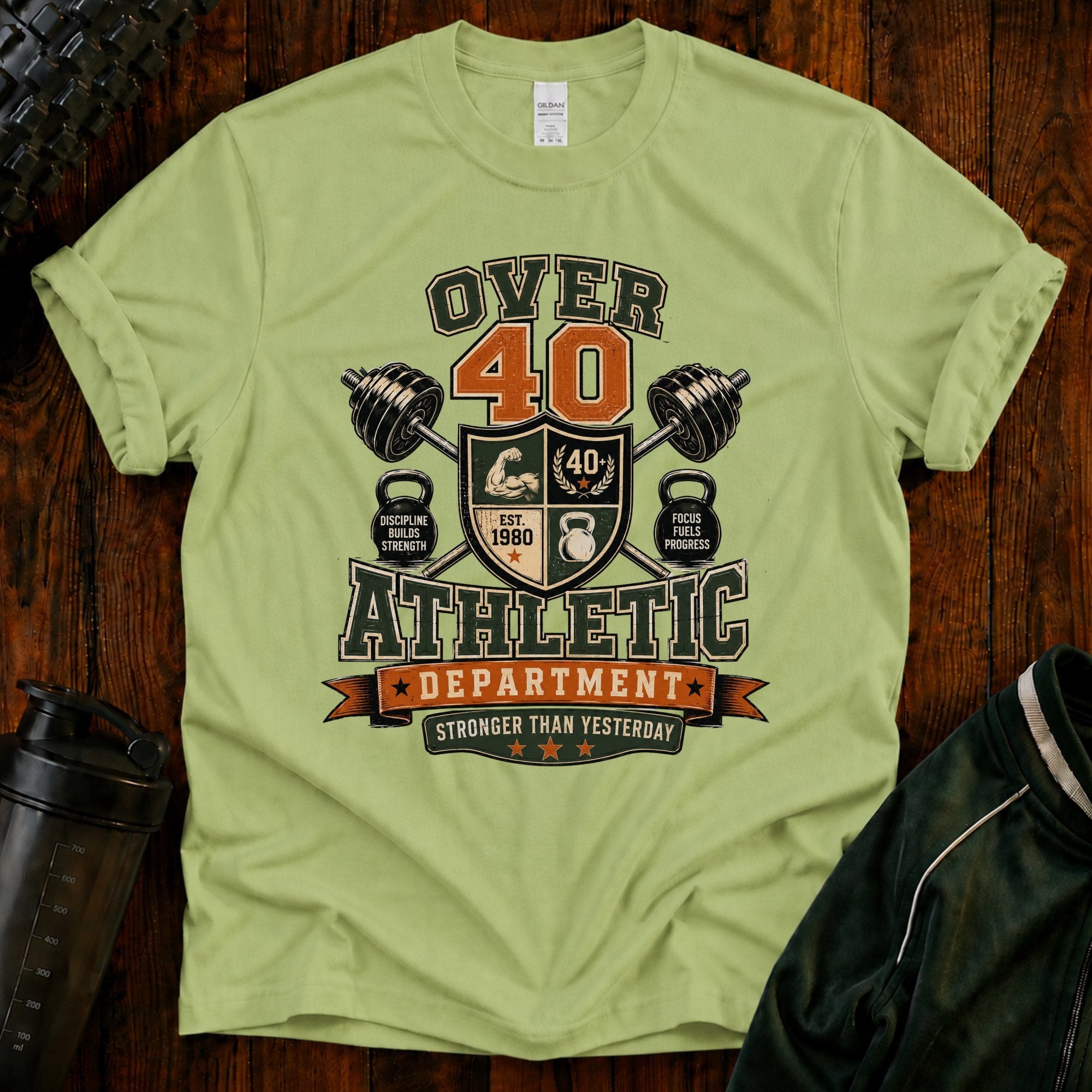 Over 40 Athletic T-Shirt — Vintage 'Over 40' Fitness Tee