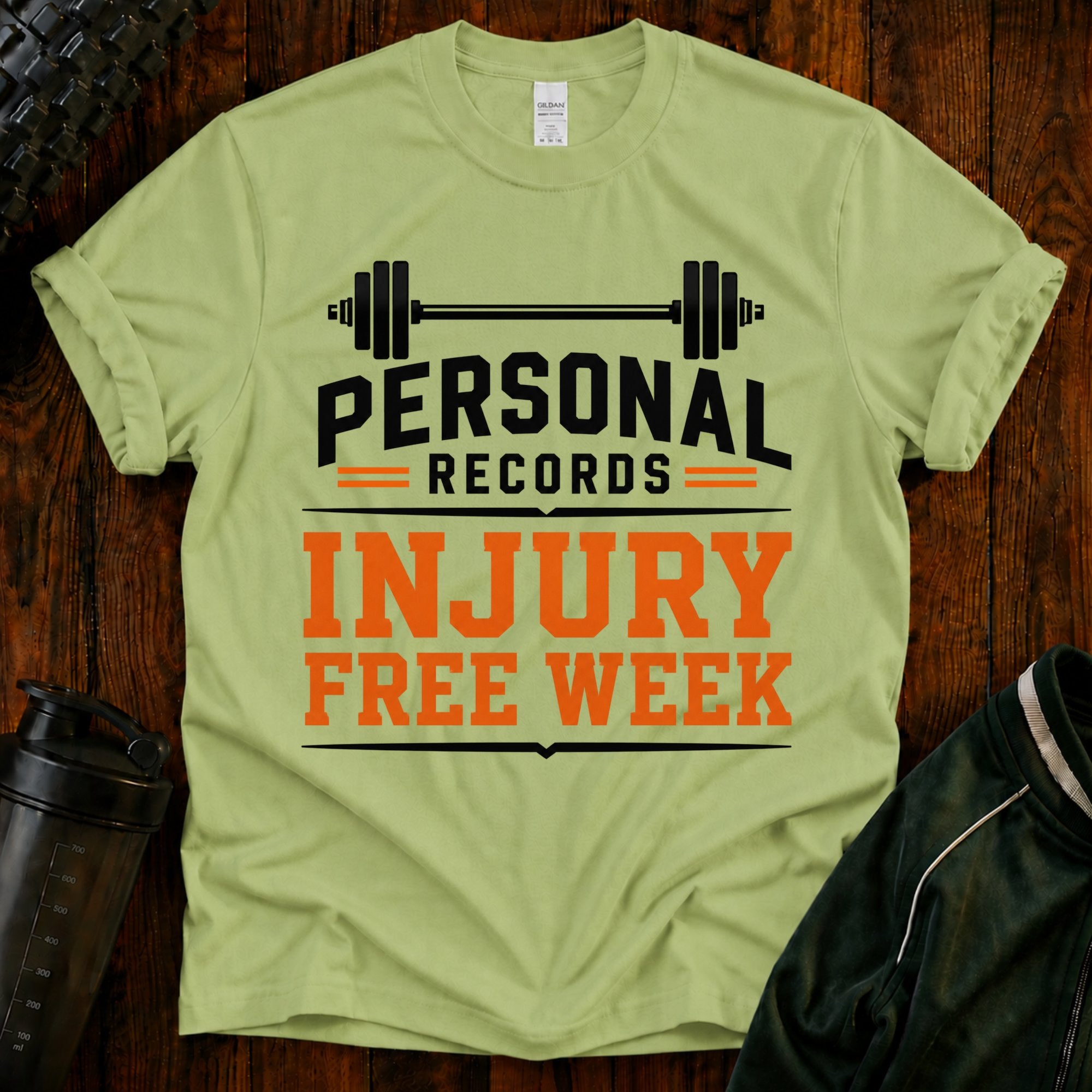 Personal Records T‑Shirt — 'Injury Free Week' Weightlifting Gym Tee