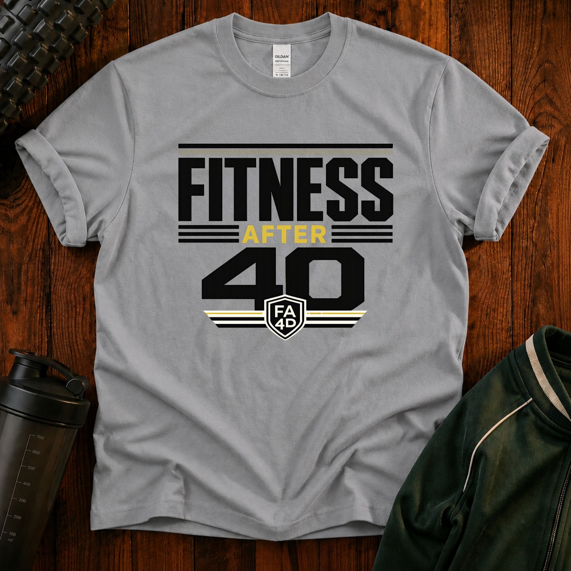 Fitness After 40 T-Shirt — Retro Gym Motivational Tee for Active Adults