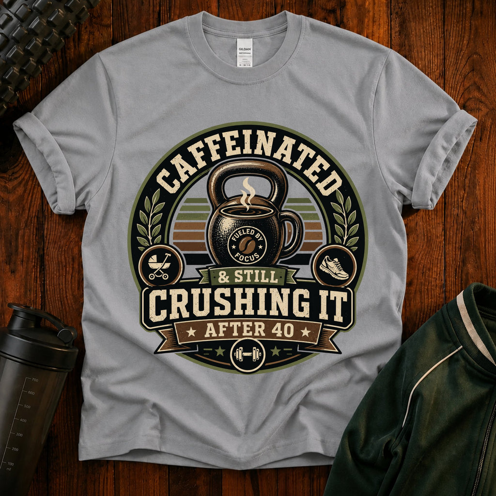 Caffeinated & Still Crushing It After 40 T-Shirt