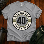Stronger Every Year After 40 T-Shirt in Sport Grey — Fitness Over 40 Club
