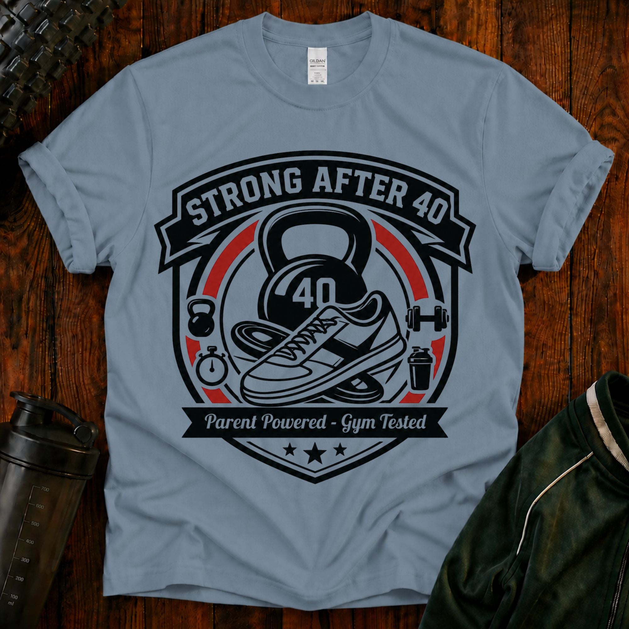 Strong After 40 T‑Shirt — Fitness Motivational 40th Birthday Tee