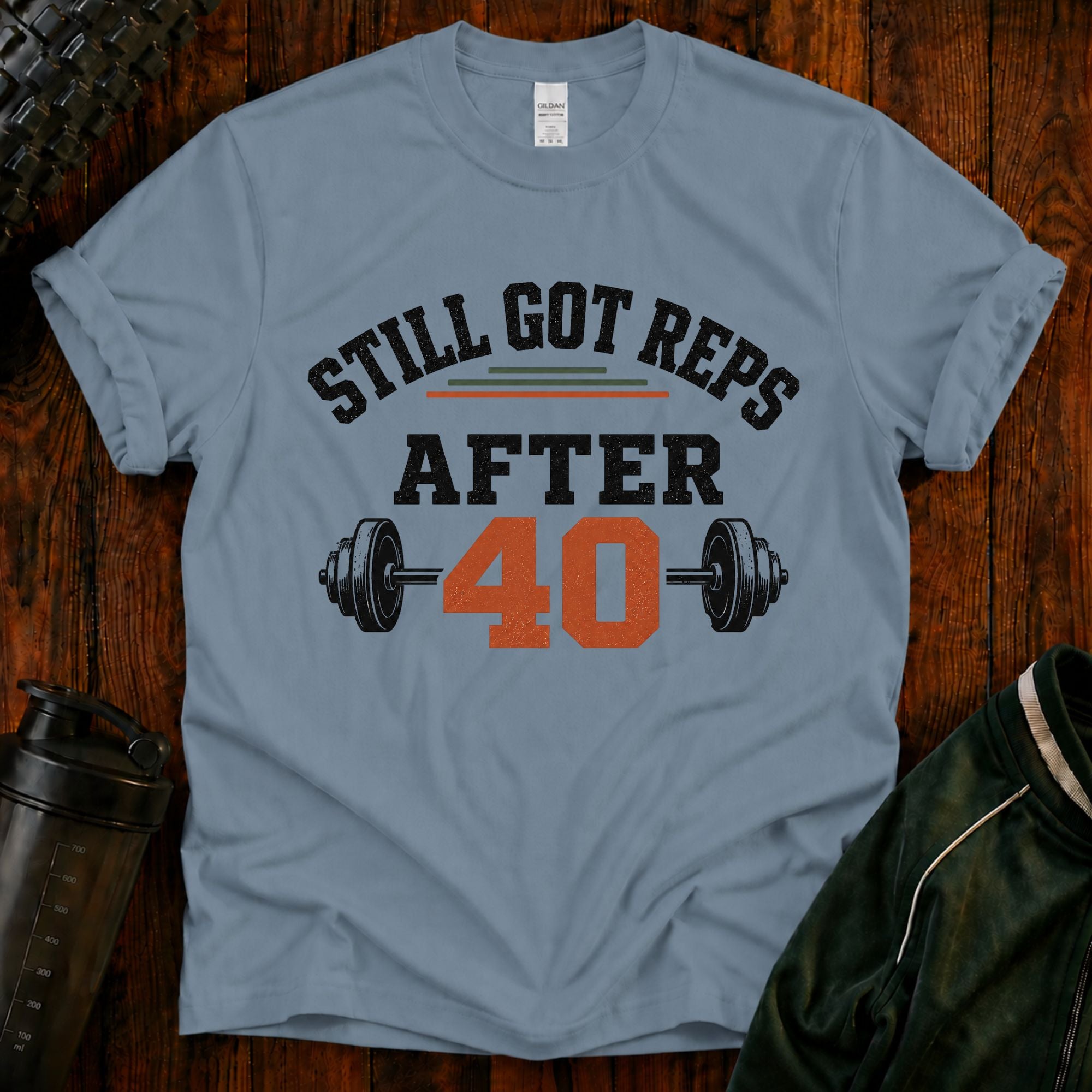 Still Got Reps After 40 T-Shirt — Retro Gym Workout Tee for Lifters