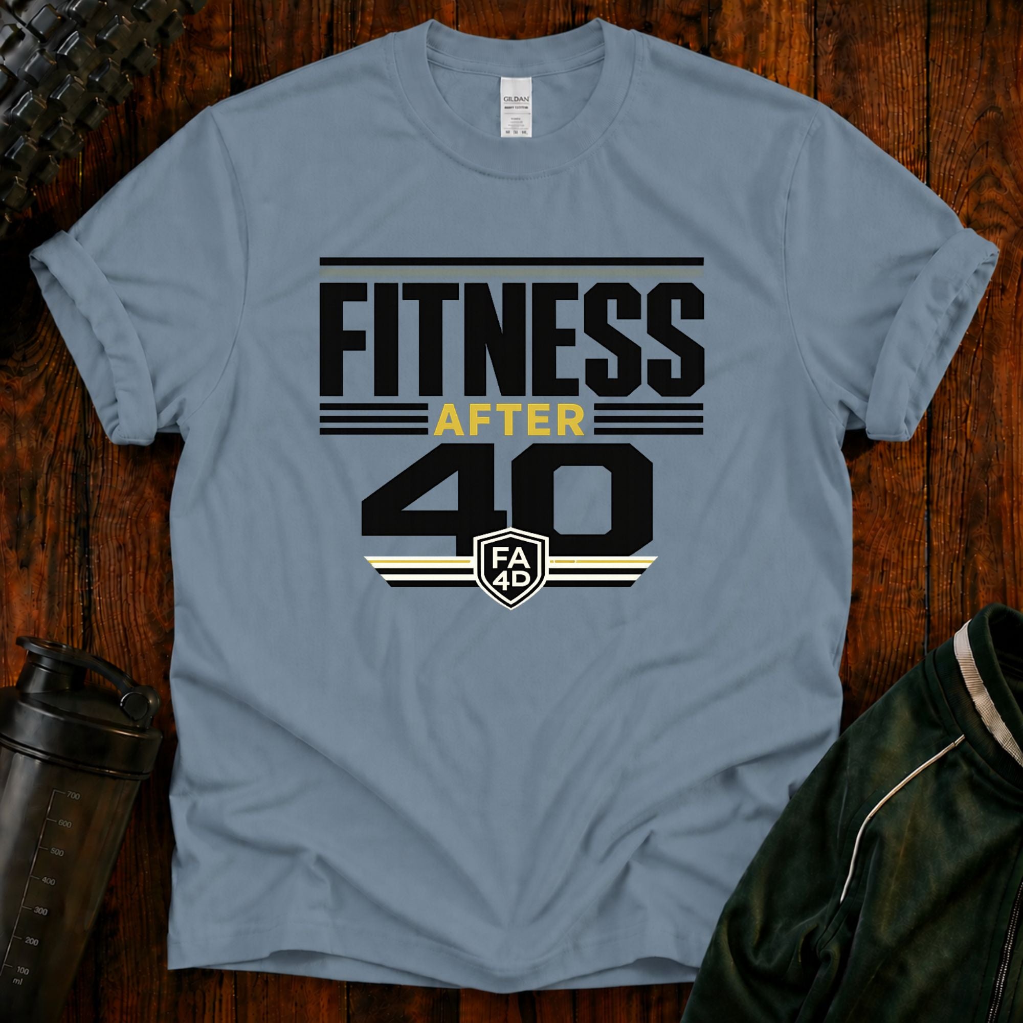 Fitness After 40 T-Shirt — Retro Gym Motivational Tee for Active Adults