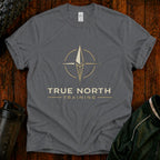 True North Training compass graphic fitness shirt for active adults over 40.