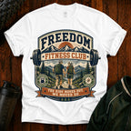 Freedom Fitness Club T-Shirt — Vintage Mountain Barbell Gym Tee