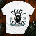 Forty Plus Fitness T-Shirt — Vintage Kettlebell 'Older? Yes. Slower? Never