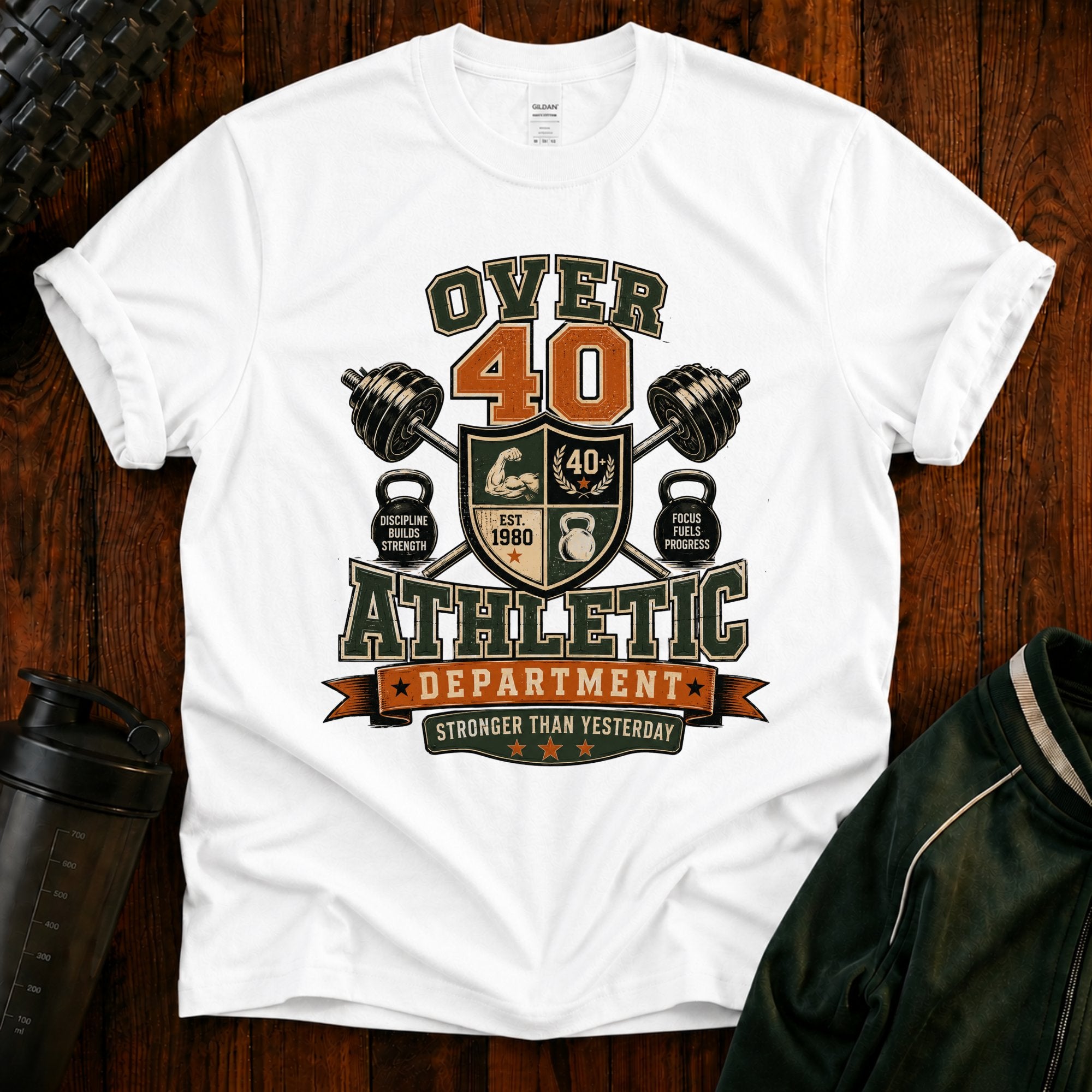 Over 40 Athletic T-Shirt — Vintage 'Over 40' Fitness Tee